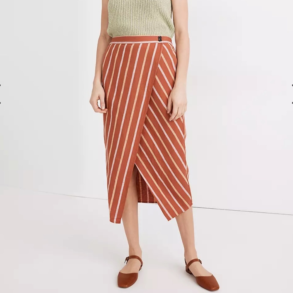 Madewell Linen-Cotton Overlay Skirt in Stripe